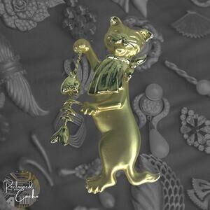 OAJC Cat with Fish Bone Brooch